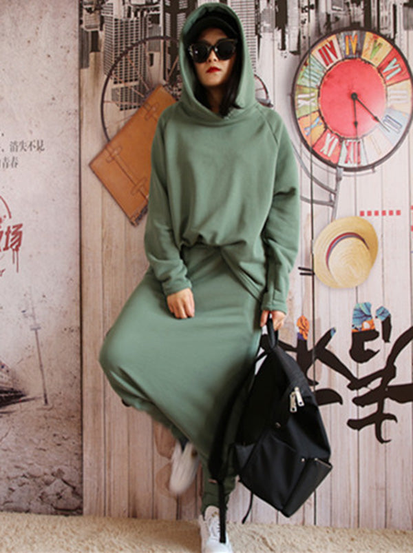 Casual Solid Hoodie&Pants Suits