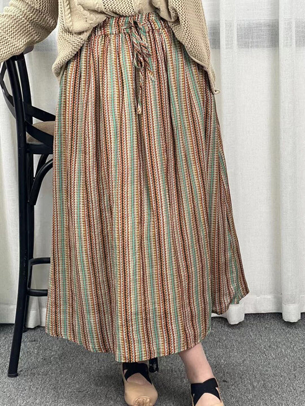 Drawstring Elasticity Floral Printed Loose Skirts