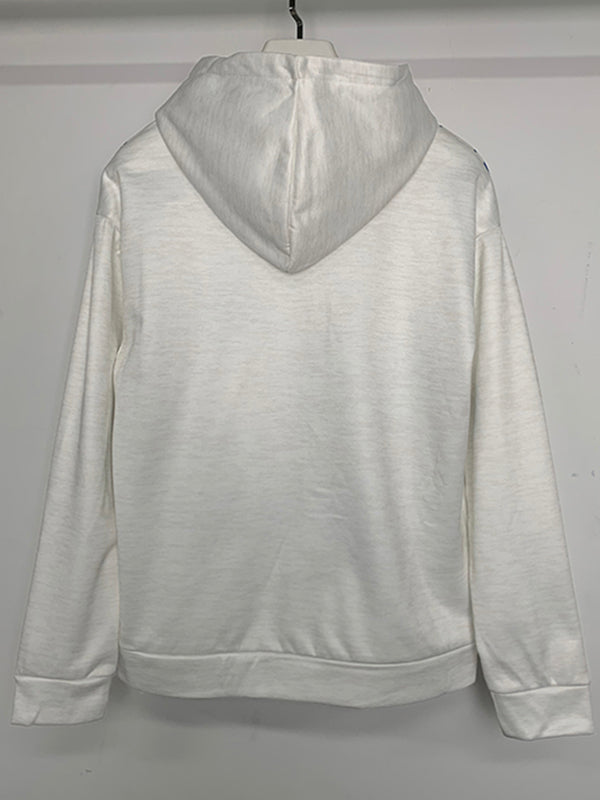 Letter Print Long Sleeves Hooded Hoodies Tops