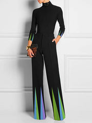 Pockets Printed Split-Joint Loose Trousers Pants