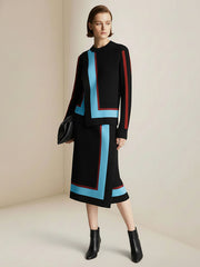 Irregularity Asymmetric Contrast Color Split-Joint Skirts Bottoms