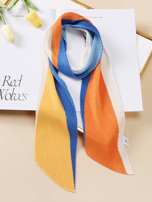 Casual Pleated Contrast Color Shawl&Scarf