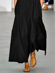 Loose Sleeveless See-Through Solid Color Split-Joint High-Neck Maxi Dresses