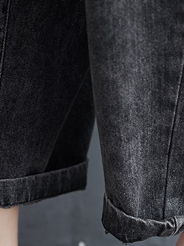 Artistic Retro Loose Velvet Elasticity Belted Jean Pants