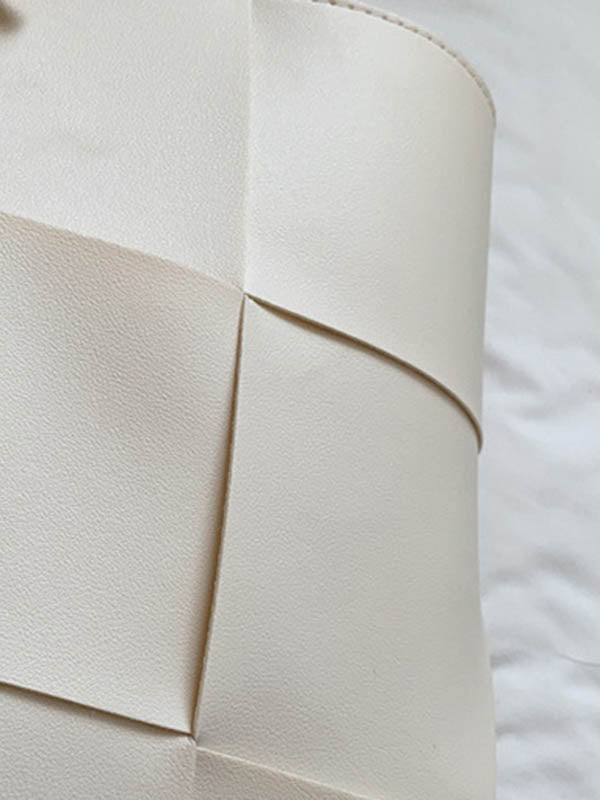 Geometric Solid Color Split-Joint Woven Handbags Bags