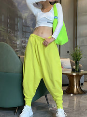 Harem Pants Elasticity Solid Color Pants
