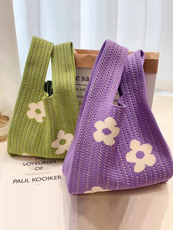 Floral Printed Hollow Handbags Bags Accessories