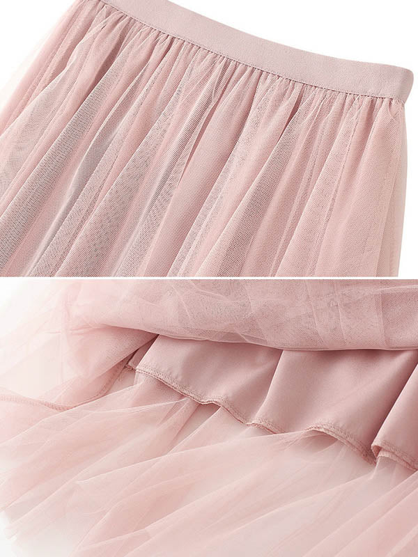 Urban Solid Color Elasticity Waist A-Line Skirt
