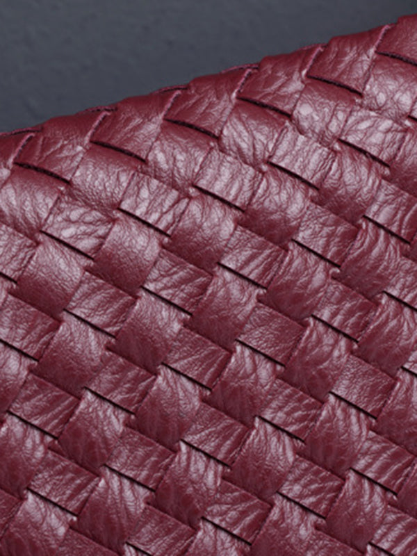Geometric Solid Color Split-Joint Woven Zipper Handbags Bags