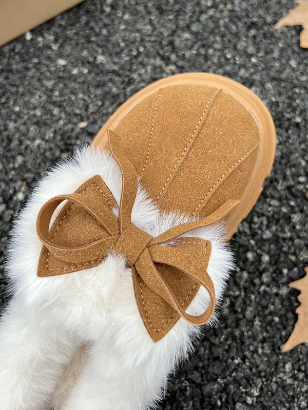 Bowknot Round-Toe Split-Joint Slippers&Mules Platform Shoes