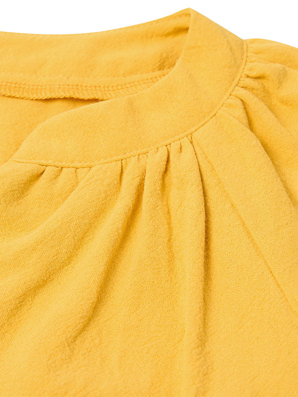 Solid Color Split-Joint Loose V-neck T-Shirts Tops