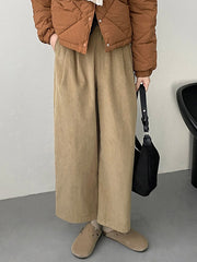 Elasticity Pleated Split-Joint High Waisted Loose Trousers Pants
