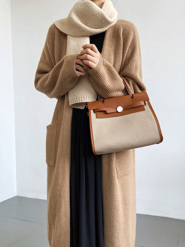 Casual Loose Solid Color Cardigan Tops