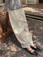 Elasticity High-Waisted Pleated Solid Color Split-Joint Harem Pants Loose Trousers Pants