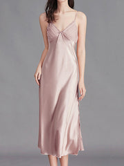 Solid Color Loose Sleeveless Spaghetti-Neck Babydolls Nightdress