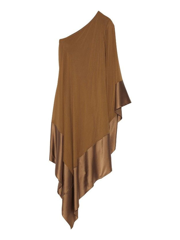 Loose Asymmetric Split-Joint One-Shoulder Maxi Dresses