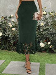 Elasticity Hollow Solid Color Bodycon High Waisted Skirts Bottoms