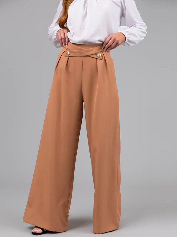 Pleated Split-Joint High Waisted Loose Trousers Pants