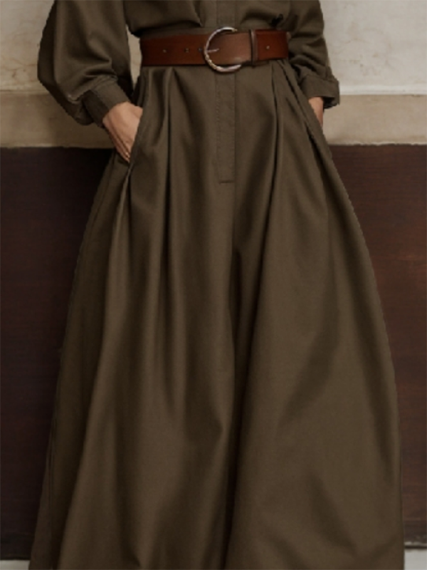 Elasticity No Belt Pockets Solid Color Loose Wide Leg Trousers Casual Pants Bottoms