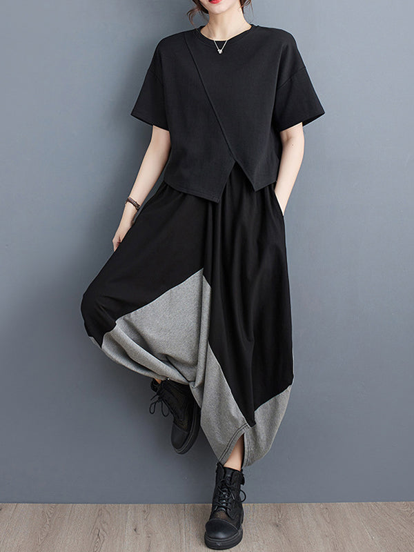 Split-Joint Harem Pants Irregular Clipping Casual Pants Bottoms