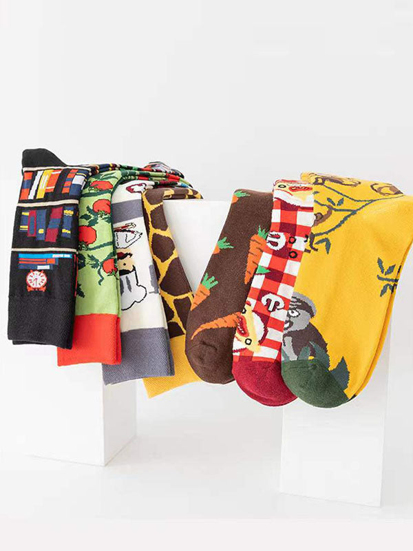 Contrast Color Leopard Sweat-Absorbing Socks Accessories