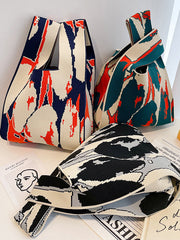 Contrast Color Woven Handbag Bags