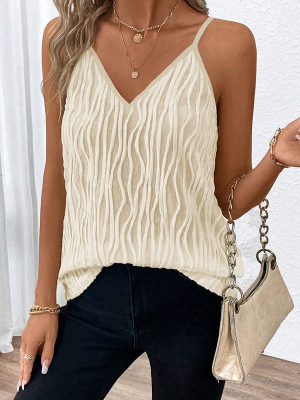 Split-Joint Loose Sleeveless Spaghetti-Neck Vest Top