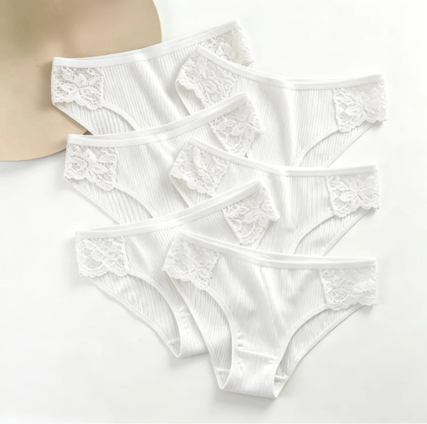 5Pcs/Lot Plus Size White Underwear Simple Sports Underpant Solid Panty