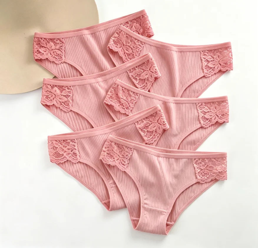 5Pcs/Lot Plus Size White Underwear Simple Sports Underpant Solid Panty