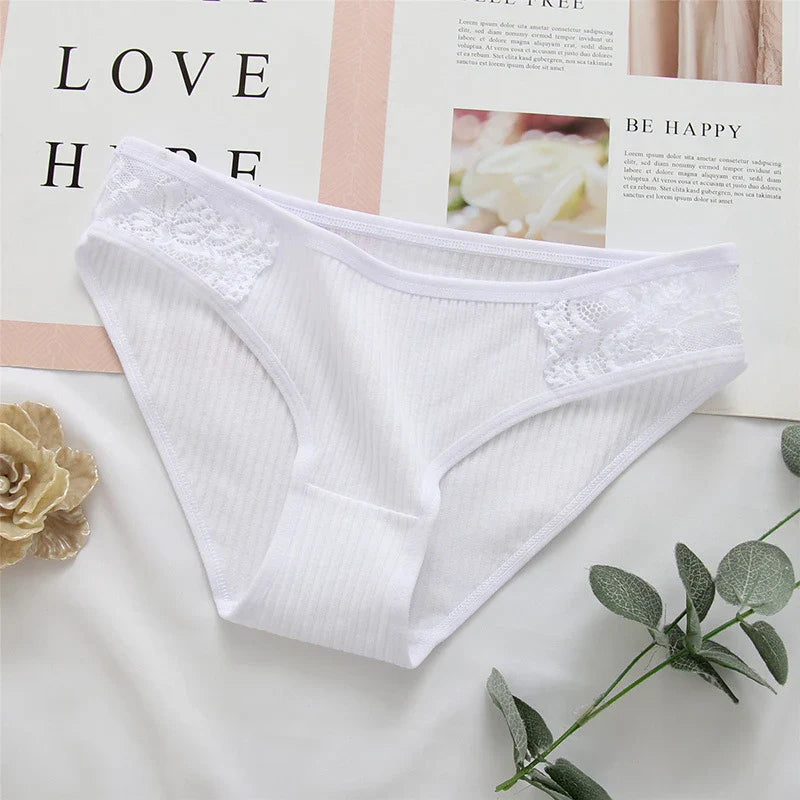 5Pcs/Lot Plus Size White Underwear Simple Sports Underpant Solid Panty