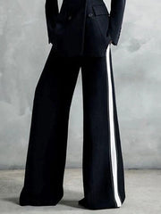 Contrast Color Pockets Loose Wide Leg Suit Pants