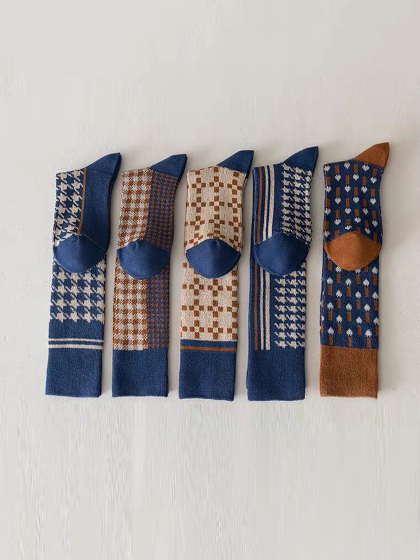 Casual Skinny Leg Checkered Socks Accessories