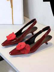 Elasticity Flower Shape Pointed-Toe Split-Joint Sling Shoes Pumps