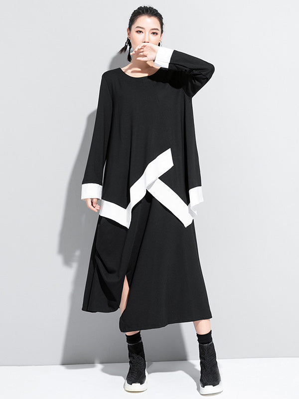 Original Asymmetric Split-Joint Round-Neck T-Shirt