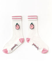 Breathable Letter Print See-Through Split-Joint Striped Sweat-Absorbing Socks Accessories