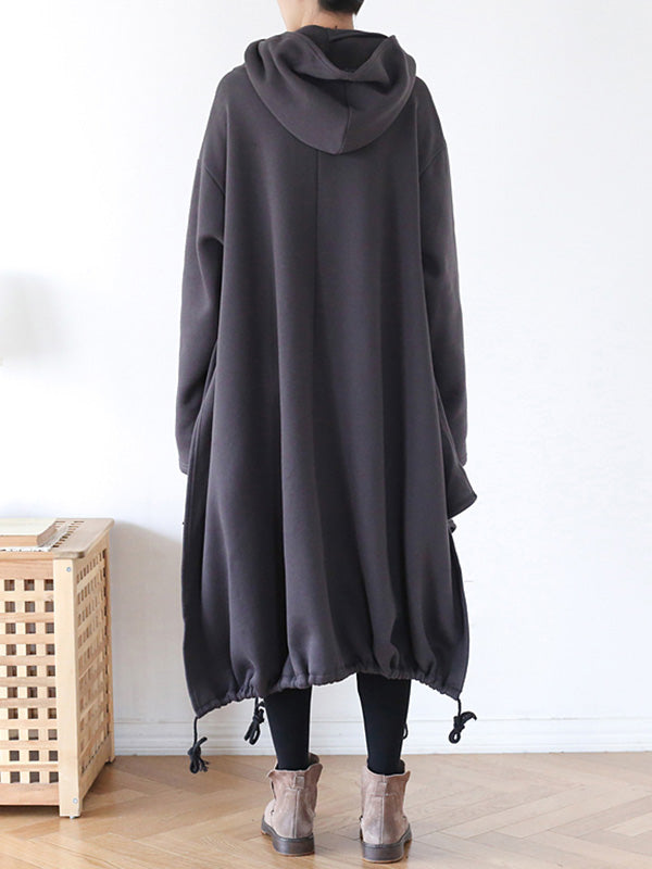 Oversize Hooded Asymmetric Split-Side Cape Dress