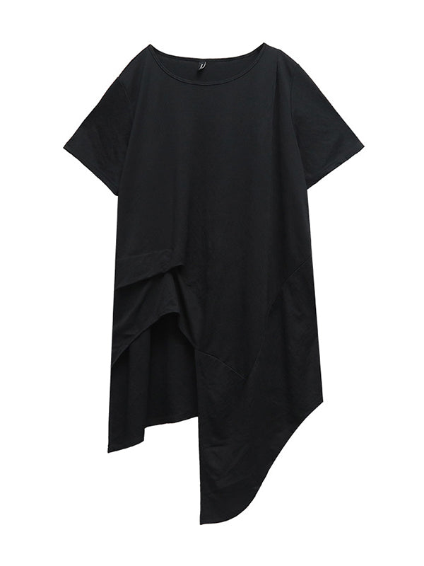 Original Irregular Loose Solid Color T-Shirt Top