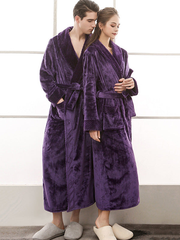 Comfortable Solid Bandage Pajama Robe