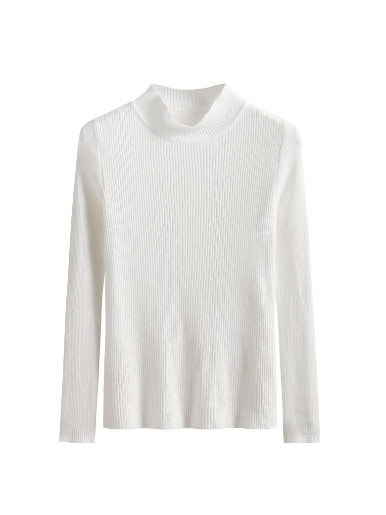 Simple Long Sleeves Skinny Solid Color High-Neck Pullovers