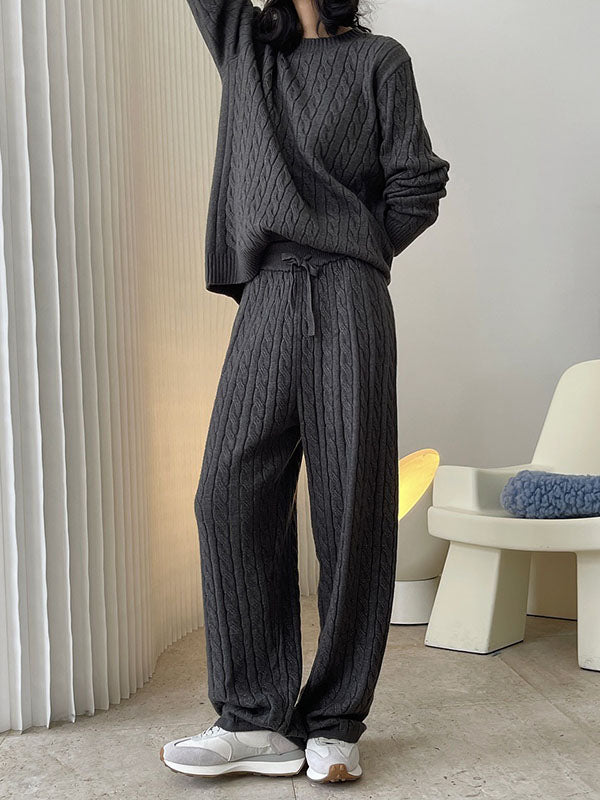 Original Creation Wide Leg Loose Jacquard Solid Color Casual Pants Bottoms