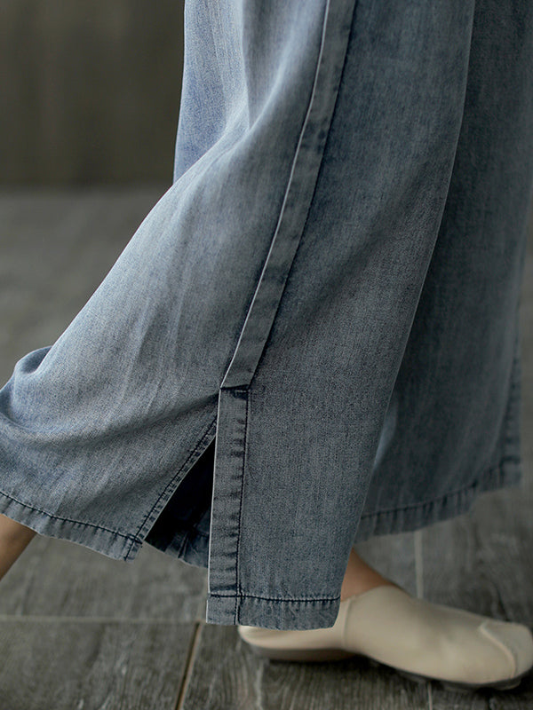 Elasticity Split-Joint Split-Side Loose Wide Leg Jean Pants Bottoms