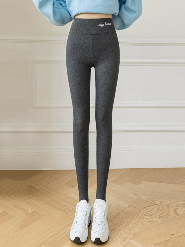 Casual Skinny Leg Letter Print Keep Warm Leggings