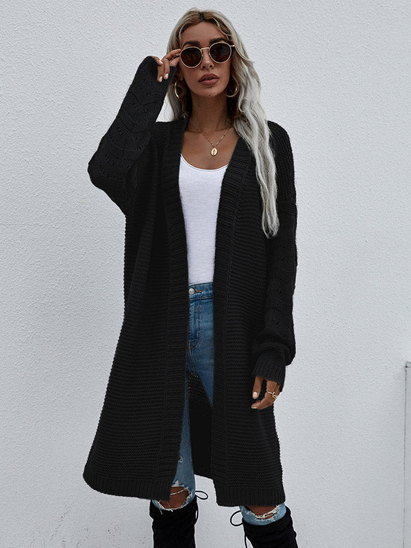 Urban Loose Solid Color Jacquard Cardigan Top