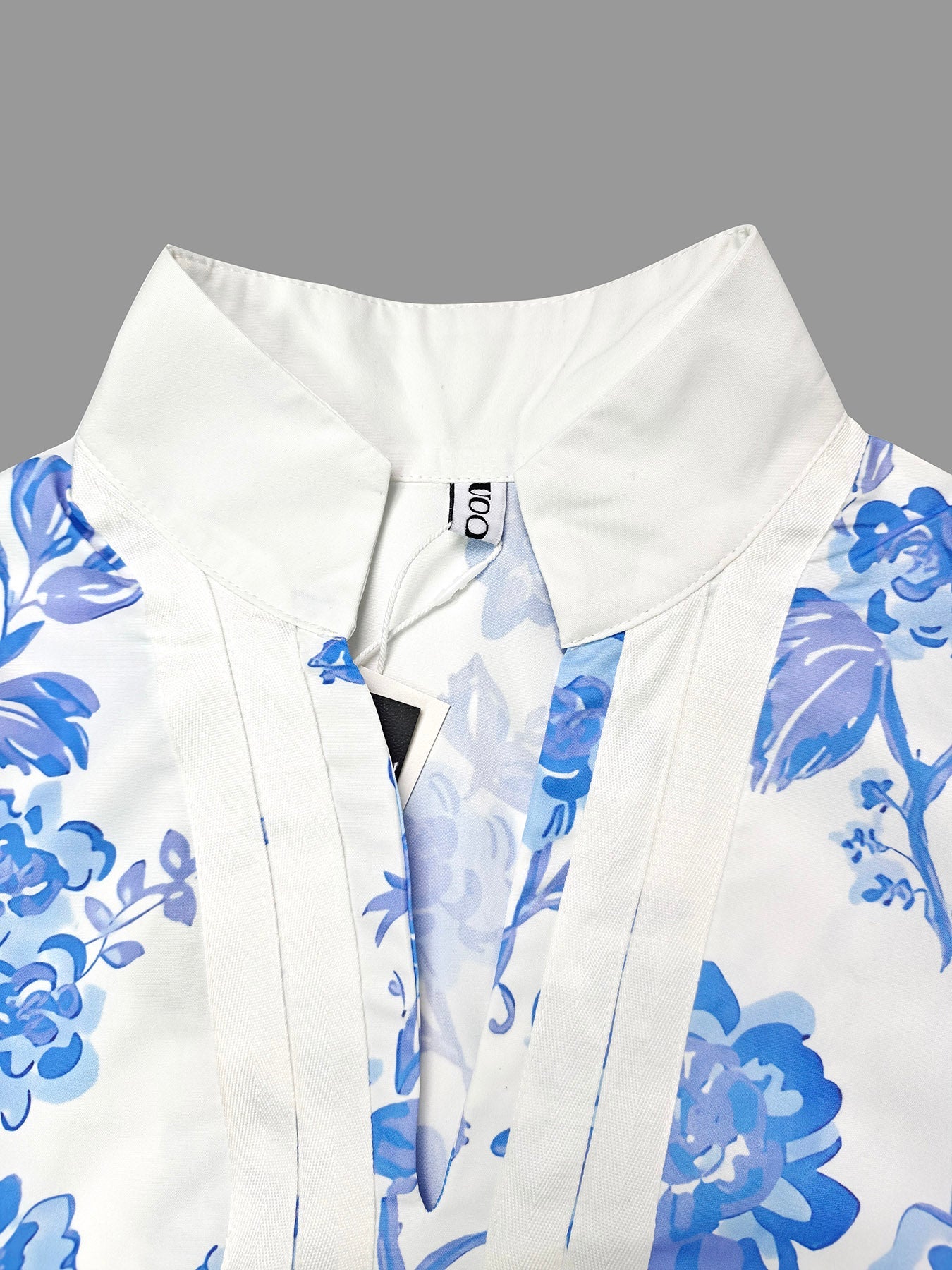 Flower Print Split-Joint Split-side Flared Sleeves Loose Deep V-Neck Midi Dresses