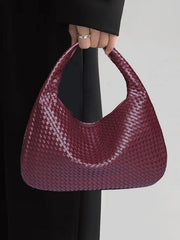 Geometric Solid Color Split-Joint Woven Zipper Handbags Bags