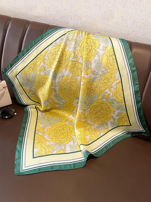 Floral Printed Silk Imitation Shawl&Scarf