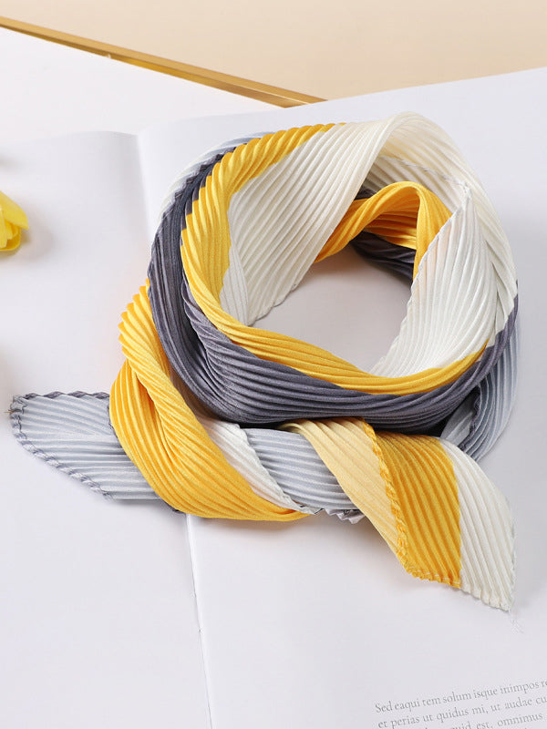 Casual Pleated Contrast Color Shawl&Scarf