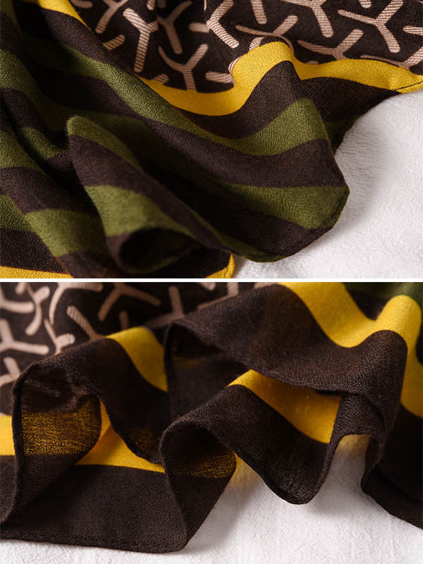 Stripe Print Warm Sun-Proof Silk Scarf