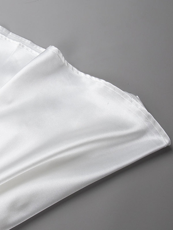 Elasticity Pleated Solid Color A-line High Waisted Skirts
