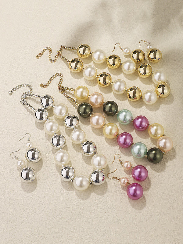 Contrast Color Geometric Necklaces Accessories + Drop Earrings